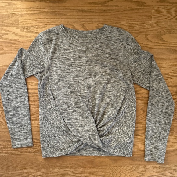 Old Navy Tops - Old Navy Breathe On Long Sleeve Knot Top Heather Grey